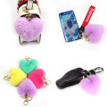 wholesale pendant faux rabbit fur ball  heart pompon keychain